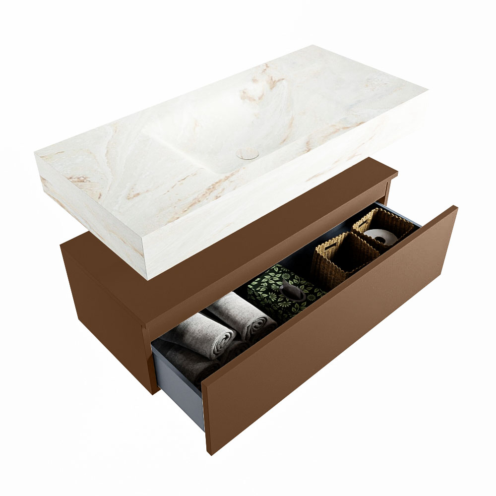 MONDIAZ ALAN-DLUX 100cm mueble de baño Rust 1 cajón. Lavabo CLOUD Centro 1 orificio color Frappe. 6 MONDIAZ ALAN-DLUX 100cm mueble de baño Rust 1 cajón. Lavabo CLOUD Centro 1 orificio color Frappe. - Imagen 6
