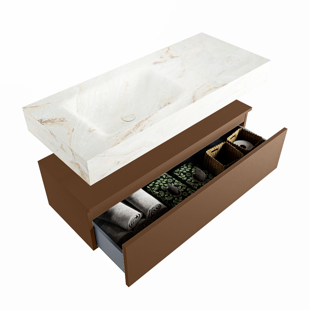 MONDIAZ ALAN-DLUX 110cm mueble de baño Rust 1 cajón. Lavabo CLOUD Izquierda 1 orificio color Frappe. 6 MONDIAZ ALAN-DLUX 110cm mueble de baño Rust 1 cajón. Lavabo CLOUD Izquierda 1 orificio color Frappe. - Imagen 6