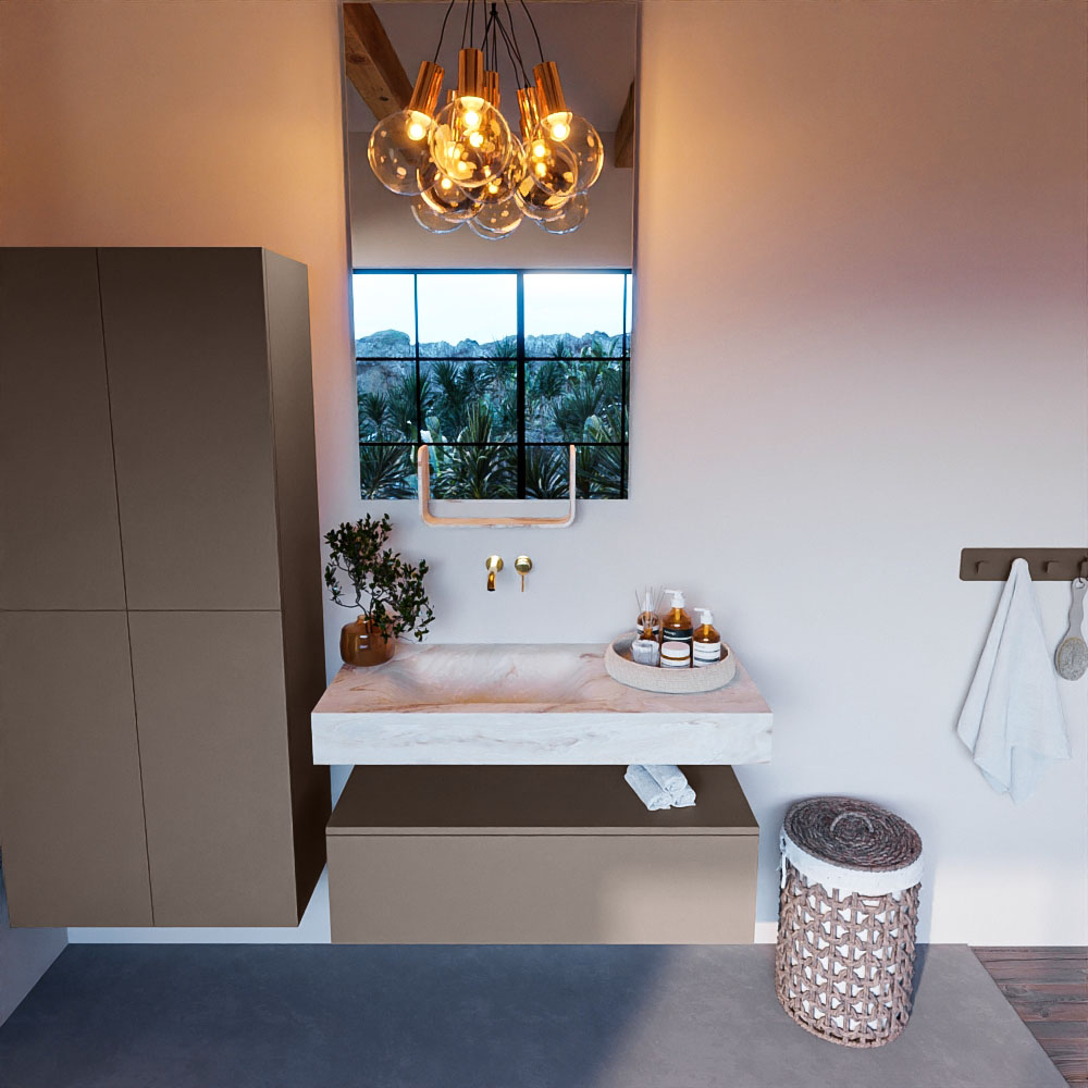 MONDIAZ ALAN-DLUX 100cm mueble de baño Smoke 1 cajón. Lavabo CLOUD Izquierda sin orificios color Frappe. 2 MONDIAZ ALAN-DLUX 100cm mueble de baño Smoke 1 cajón. Lavabo CLOUD Izquierda sin orificios color Frappe. - Imagen 2