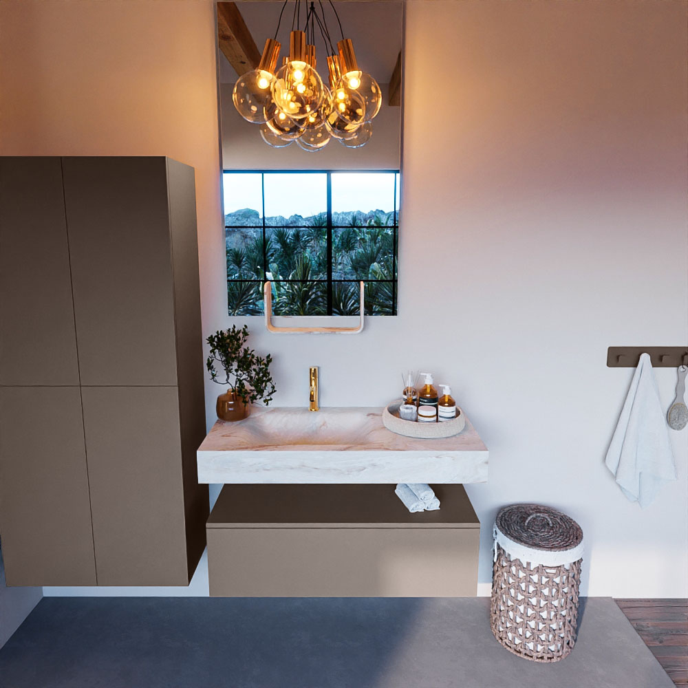 MONDIAZ ALAN-DLUX 100cm mueble de baño Smoke 1 cajón. Lavabo CLOUD Izquierda 1 orificio color Frappe. 2 MONDIAZ ALAN-DLUX 100cm mueble de baño Smoke 1 cajón. Lavabo CLOUD Izquierda 1 orificio color Frappe. - Imagen 2
