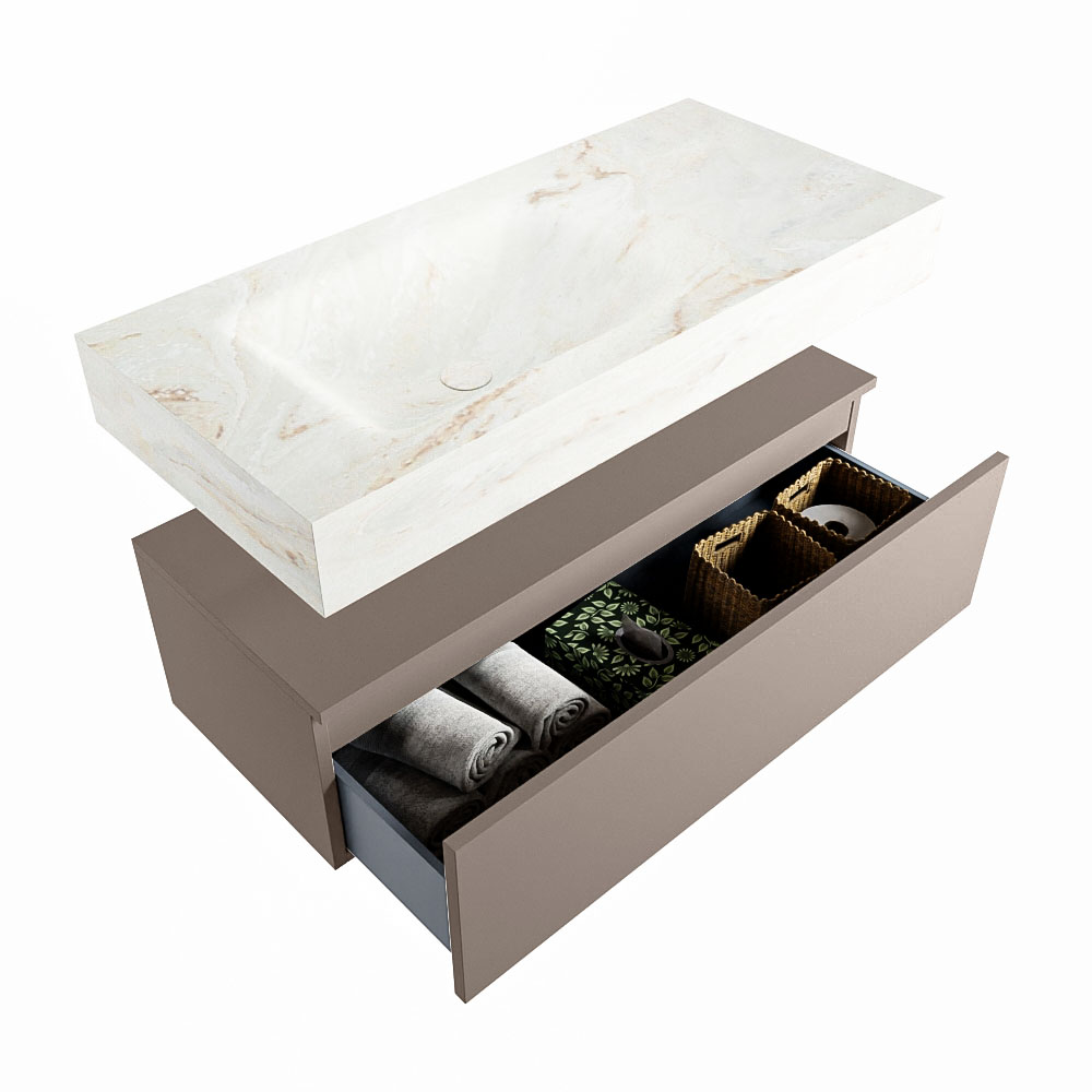 MONDIAZ ALAN-DLUX 100cm mueble de baño Smoke 1 cajón. Lavabo CLOUD Izquierda sin orificios color Frappe. 6 MONDIAZ ALAN-DLUX 100cm mueble de baño Smoke 1 cajón. Lavabo CLOUD Izquierda sin orificios color Frappe. - Imagen 6