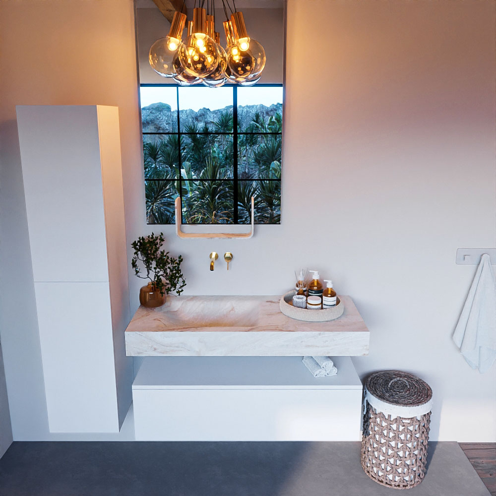MONDIAZ ALAN-DLUX 110cm mueble de baño Talc 1 cajón. Lavabo CLOUD Izquierda sin orificios color Frappe. 2 MONDIAZ ALAN-DLUX 110cm mueble de baño Talc 1 cajón. Lavabo CLOUD Izquierda sin orificios color Frappe. - Imagen 2