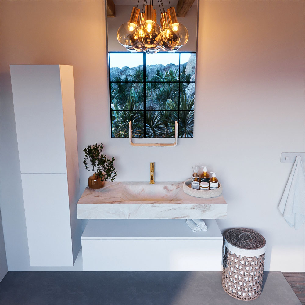 MONDIAZ ALAN-DLUX 110cm mueble de baño Talc 1 cajón. Lavabo CLOUD Centro 1 orificio color Frappe. 2 MONDIAZ ALAN-DLUX 110cm mueble de baño Talc 1 cajón. Lavabo CLOUD Centro 1 orificio color Frappe. - Imagen 2