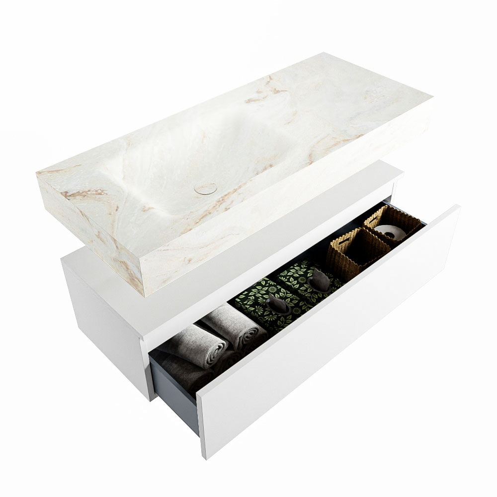 MONDIAZ ALAN-DLUX 110cm mueble de baño Talc 1 cajón. Lavabo CLOUD Izquierda sin orificios color Frappe. 6 MONDIAZ ALAN-DLUX 110cm mueble de baño Talc 1 cajón. Lavabo CLOUD Izquierda sin orificios color Frappe. - Imagen 6