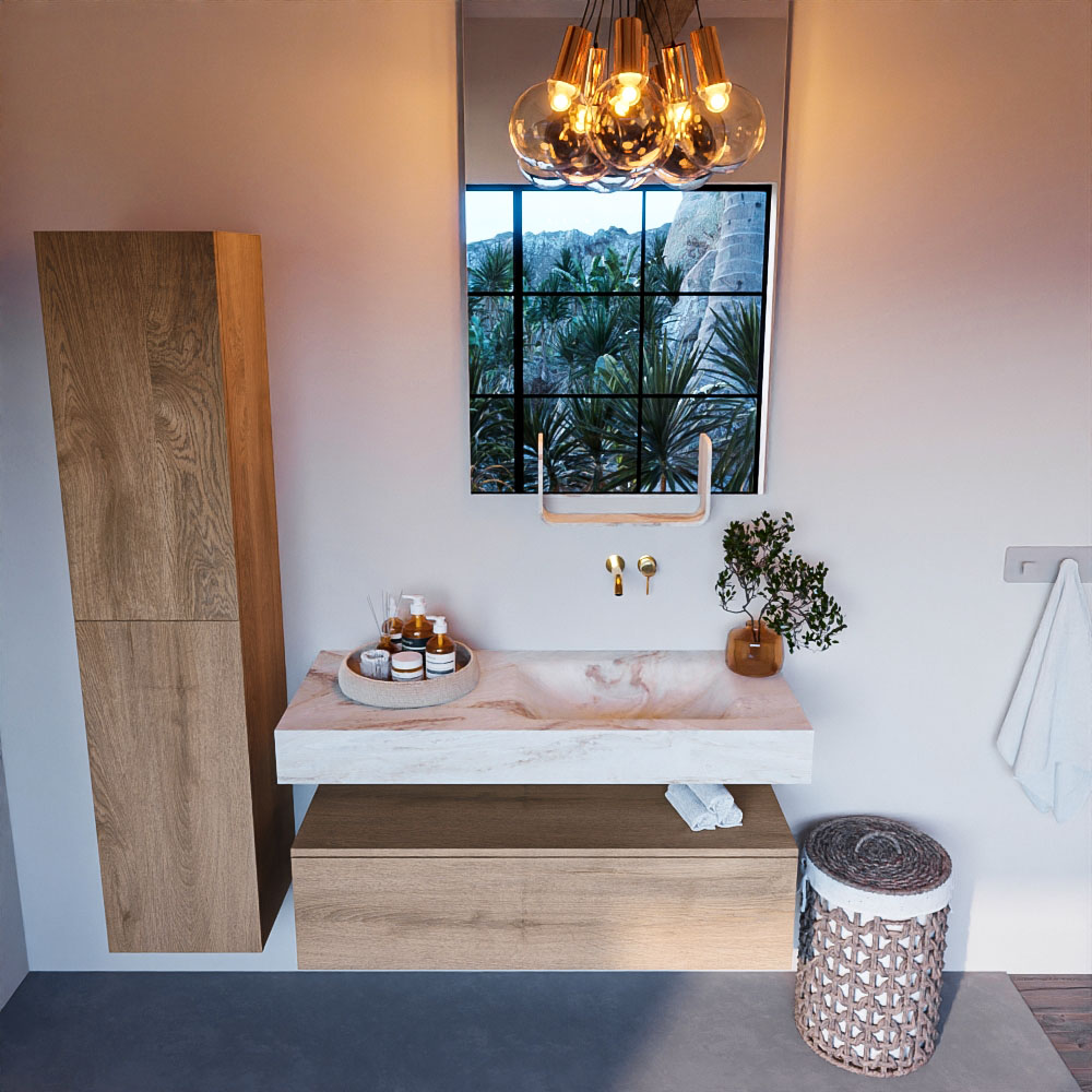 MONDIAZ ALAN-DLUX 110cm mueble de baño Washed Oak 1 cajón. Lavabo CLOUD Derecho sin orificios color Frappe. 2 MONDIAZ ALAN-DLUX 110cm mueble de baño Washed Oak 1 cajón. Lavabo CLOUD Derecho sin orificios color Frappe. - Imagen 2