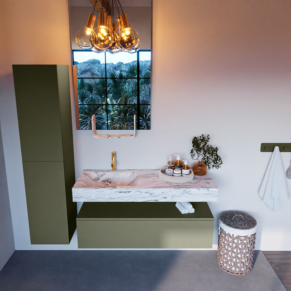 MONDIAZ ALAN-DLUX 120cm mueble de baño Army 1 cajón. Lavabo CLOUD Izquierda 1 orificio color Glace. 2 MONDIAZ ALAN-DLUX 120cm mueble de baño Army 1 cajón. Lavabo CLOUD Izquierda 1 orificio color Glace. - Imagen 2