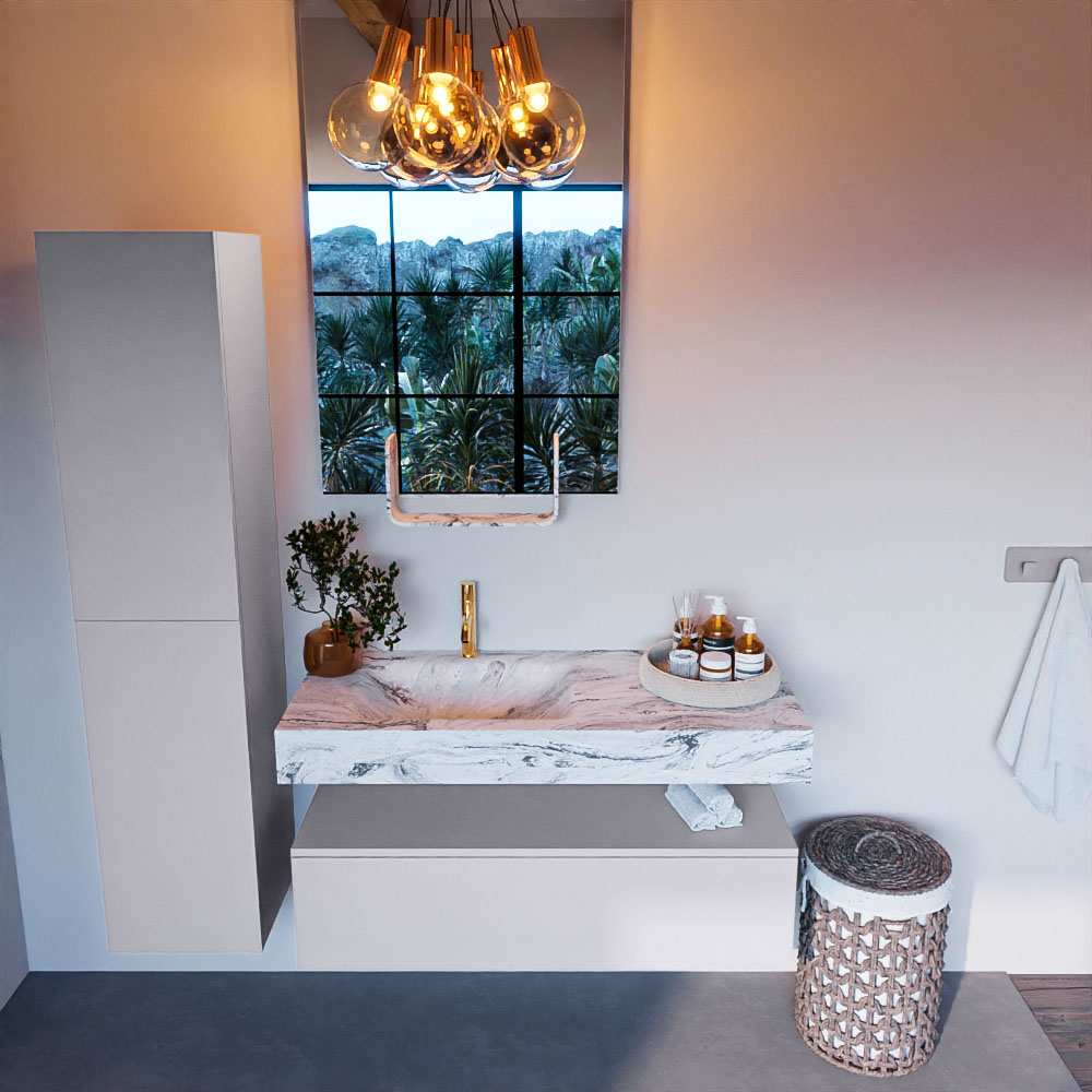 MONDIAZ ALAN-DLUX 110cm mueble de baño Cale 1 cajón. Lavabo CLOUD Izquierda 1 orificio color Glace. 2 MONDIAZ ALAN-DLUX 110cm mueble de baño Cale 1 cajón. Lavabo CLOUD Izquierda 1 orificio color Glace. - Imagen 2