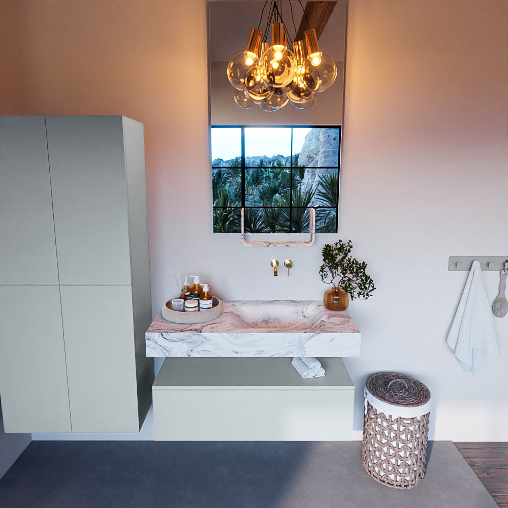 MONDIAZ ALAN-DLUX 100cm mueble de baño Clay 1 cajón. Lavabo CLOUD Derecho sin orificios color Glace. 2 MONDIAZ ALAN-DLUX 100cm mueble de baño Clay 1 cajón. Lavabo CLOUD Derecho sin orificios color Glace. - Imagen 2