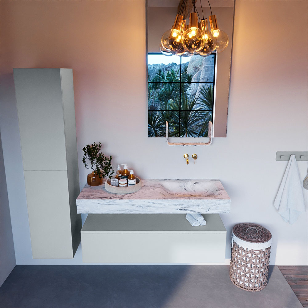 MONDIAZ ALAN-DLUX 120cm mueble de baño Clay 1 cajón. Lavabo CLOUD Derecho sin orificios color Glace. 2 MONDIAZ ALAN-DLUX 120cm mueble de baño Clay 1 cajón. Lavabo CLOUD Derecho sin orificios color Glace. - Imagen 2