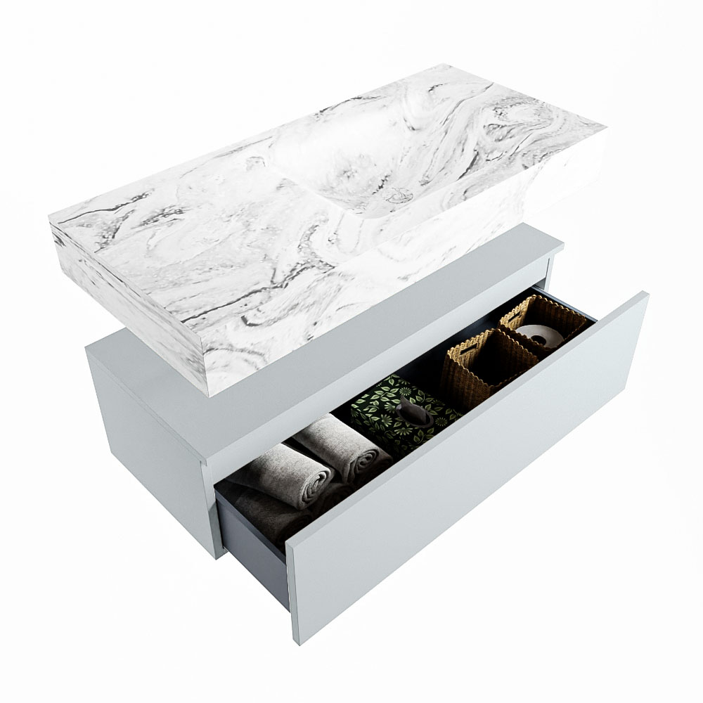 MONDIAZ ALAN-DLUX 100cm mueble de baño Clay 1 cajón. Lavabo CLOUD Derecho sin orificios color Glace. 6 MONDIAZ ALAN-DLUX 100cm mueble de baño Clay 1 cajón. Lavabo CLOUD Derecho sin orificios color Glace. - Imagen 6