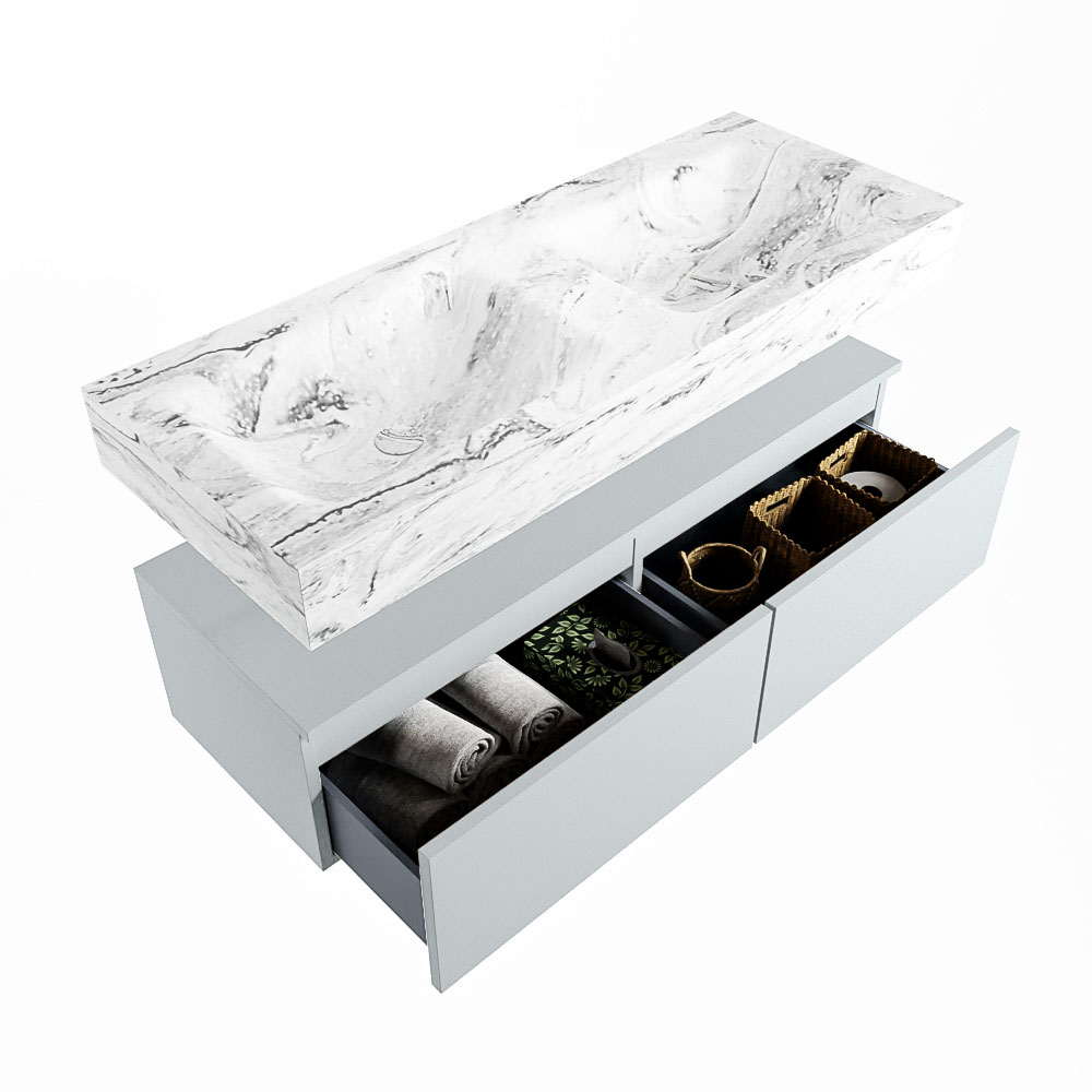MONDIAZ ALAN-DLUX 120cm mueble de baño Clay 2 cajones. Lavabo CLOUD Doble sin orificios color Glace. 6 MONDIAZ ALAN-DLUX 120cm mueble de baño Clay 2 cajones. Lavabo CLOUD Doble sin orificios color Glace. - Imagen 6