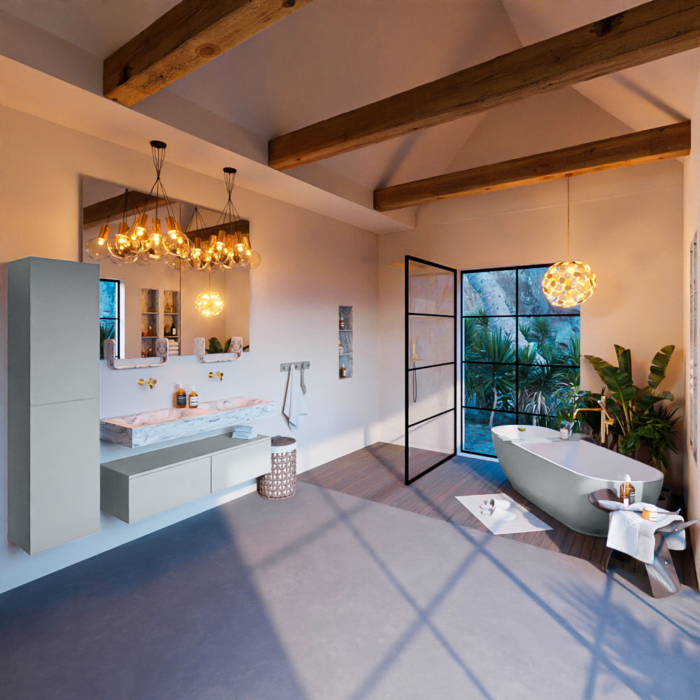 MONDIAZ ALAN-DLUX 120cm mueble de baño Clay 2 cajones. Lavabo CLOUD Doble sin orificios color Glace. 3 MONDIAZ ALAN-DLUX 120cm mueble de baño Clay 2 cajones. Lavabo CLOUD Doble sin orificios color Glace. - Imagen 3
