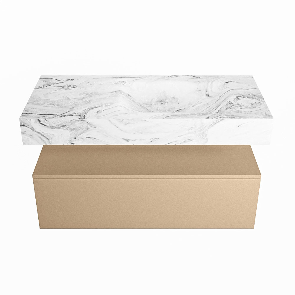 MONDIAZ ALAN-DLUX 100cm mueble de baño Oro 1 cajón. Lavabo CLOUD Derecho 1 orificio color Glace. 4 MONDIAZ ALAN-DLUX 100cm mueble de baño Oro 1 cajón. Lavabo CLOUD Derecho 1 orificio color Glace. - Imagen 4