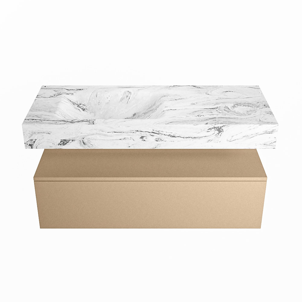 MONDIAZ ALAN-DLUX 110cm mueble de baño Oro 1 cajón. Lavabo CLOUD Izquierda sin orificios color Glace. 4 MONDIAZ ALAN-DLUX 110cm mueble de baño Oro 1 cajón. Lavabo CLOUD Izquierda sin orificios color Glace. - Imagen 4