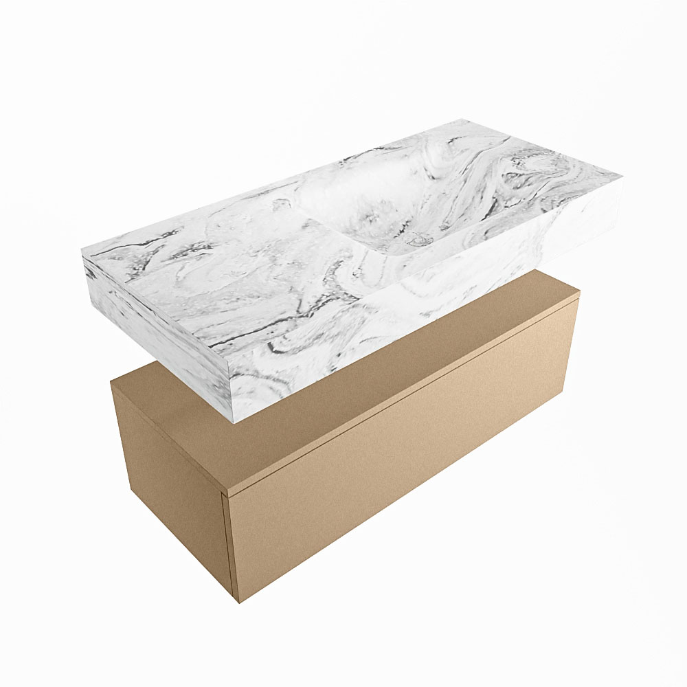 MONDIAZ ALAN-DLUX 100cm mueble de baño Oro 1 cajón. Lavabo CLOUD Derecho 1 orificio color Glace. 5 MONDIAZ ALAN-DLUX 100cm mueble de baño Oro 1 cajón. Lavabo CLOUD Derecho 1 orificio color Glace. - Imagen 5