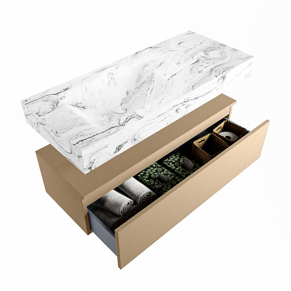 MONDIAZ ALAN-DLUX 110cm mueble de baño Oro 1 cajón. Lavabo CLOUD Izquierda sin orificios color Glace. 6 MONDIAZ ALAN-DLUX 110cm mueble de baño Oro 1 cajón. Lavabo CLOUD Izquierda sin orificios color Glace. - Imagen 6