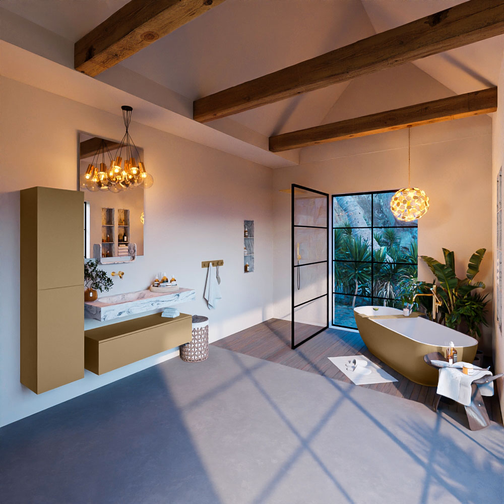 MONDIAZ ALAN-DLUX 110cm mueble de baño Oro 1 cajón. Lavabo CLOUD Izquierda sin orificios color Glace. 3 MONDIAZ ALAN-DLUX 110cm mueble de baño Oro 1 cajón. Lavabo CLOUD Izquierda sin orificios color Glace. - Imagen 3