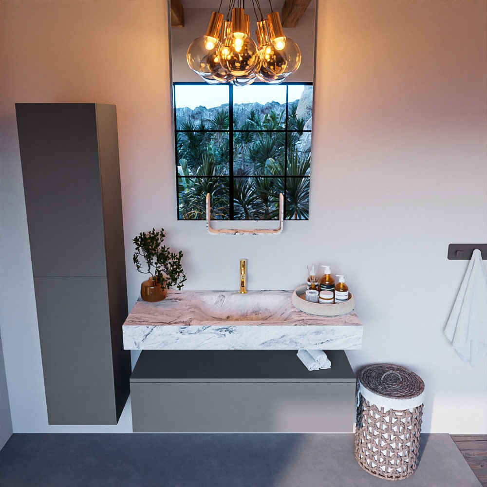 MONDIAZ ALAN-DLUX 110cm mueble de baño Plata 1 cajón. Lavabo CLOUD Centro 1 orificio color Glace. 2 MONDIAZ ALAN-DLUX 110cm mueble de baño Plata 1 cajón. Lavabo CLOUD Centro 1 orificio color Glace. - Imagen 2