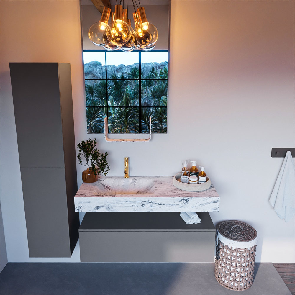 MONDIAZ ALAN-DLUX 110cm mueble de baño Plata 1 cajón. Lavabo CLOUD Izquierda 1 orificio color Glace. 2 MONDIAZ ALAN-DLUX 110cm mueble de baño Plata 1 cajón. Lavabo CLOUD Izquierda 1 orificio color Glace. - Imagen 2