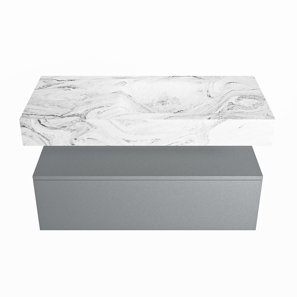 MONDIAZ ALAN-DLUX 100cm mueble de baño Plata 1 cajón. Lavabo CLOUD Derecho sin orificios color Glace. 4 MONDIAZ ALAN-DLUX 100cm mueble de baño Plata 1 cajón. Lavabo CLOUD Derecho sin orificios color Glace. - Imagen 4
