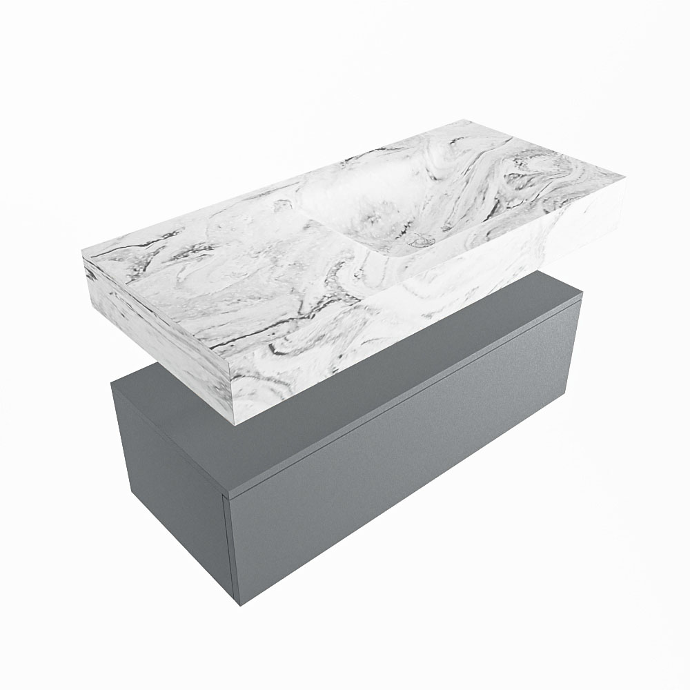 MONDIAZ ALAN-DLUX 100cm mueble de baño Plata 1 cajón. Lavabo CLOUD Derecho sin orificios color Glace. 5 MONDIAZ ALAN-DLUX 100cm mueble de baño Plata 1 cajón. Lavabo CLOUD Derecho sin orificios color Glace. - Imagen 5