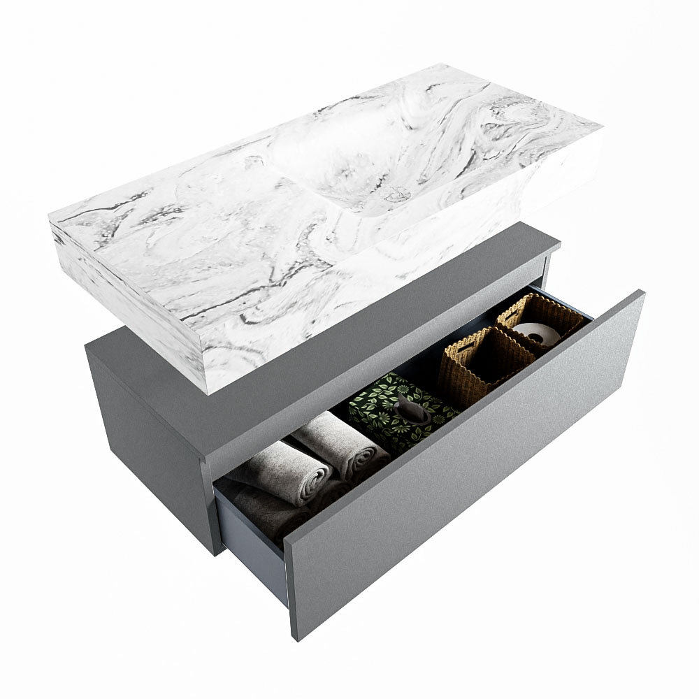 MONDIAZ ALAN-DLUX 100cm mueble de baño Plata 1 cajón. Lavabo CLOUD Derecho sin orificios color Glace. 6 MONDIAZ ALAN-DLUX 100cm mueble de baño Plata 1 cajón. Lavabo CLOUD Derecho sin orificios color Glace. - Imagen 6