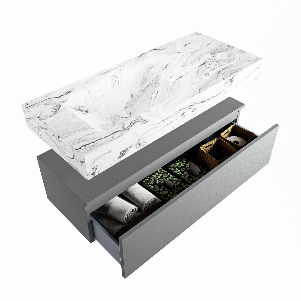 MONDIAZ ALAN-DLUX 110cm mueble de baño Plata 1 cajón. Lavabo CLOUD Izquierda 1 orificio color Glace. 6 MONDIAZ ALAN-DLUX 110cm mueble de baño Plata 1 cajón. Lavabo CLOUD Izquierda 1 orificio color Glace. - Imagen 6