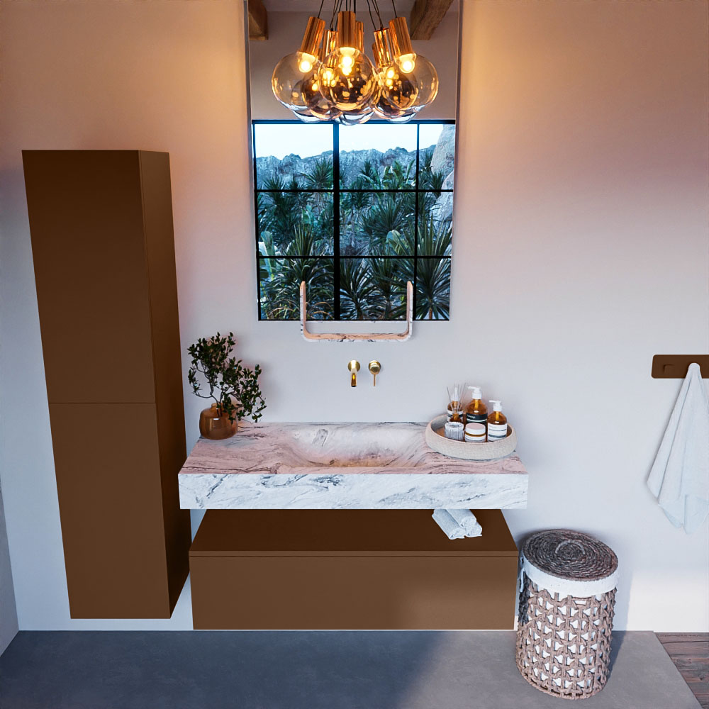 MONDIAZ ALAN-DLUX 110cm mueble de baño Rust 1 cajón. Lavabo CLOUD Centro sin orificios color Glace. 2 MONDIAZ ALAN-DLUX 110cm mueble de baño Rust 1 cajón. Lavabo CLOUD Centro sin orificios color Glace. - Imagen 2