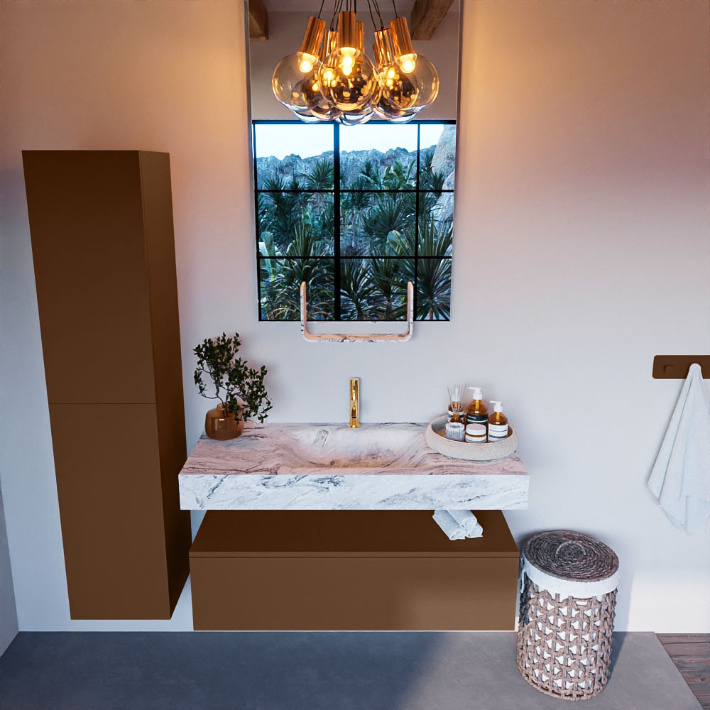MONDIAZ ALAN-DLUX 110cm mueble de baño Rust 1 cajón. Lavabo CLOUD Centro 1 orificio color Glace. 2 MONDIAZ ALAN-DLUX 110cm mueble de baño Rust 1 cajón. Lavabo CLOUD Centro 1 orificio color Glace. - Imagen 2