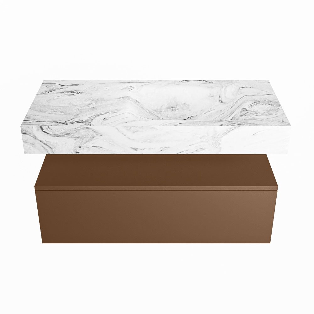 MONDIAZ ALAN-DLUX 100cm mueble de baño Rust 1 cajón. Lavabo CLOUD Derecho sin orificios color Glace. 4 MONDIAZ ALAN-DLUX 100cm mueble de baño Rust 1 cajón. Lavabo CLOUD Derecho sin orificios color Glace. - Imagen 4