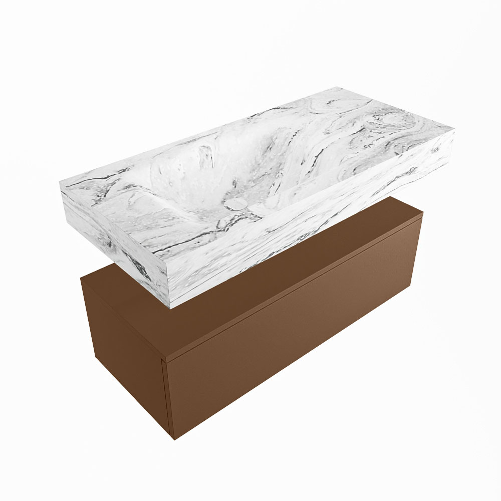 MONDIAZ ALAN-DLUX 100cm mueble de baño Rust 1 cajón. Lavabo CLOUD Izquierda sin orificios color Glace. 5 MONDIAZ ALAN-DLUX 100cm mueble de baño Rust 1 cajón. Lavabo CLOUD Izquierda sin orificios color Glace. - Imagen 5