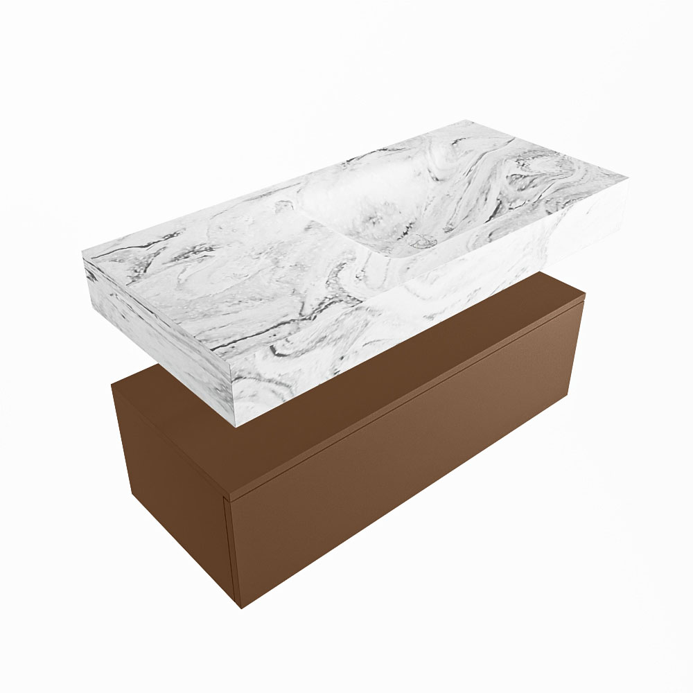 MONDIAZ ALAN-DLUX 100cm mueble de baño Rust 1 cajón. Lavabo CLOUD Derecho 1 orificio color Glace. 5 MONDIAZ ALAN-DLUX 100cm mueble de baño Rust 1 cajón. Lavabo CLOUD Derecho 1 orificio color Glace. - Imagen 5