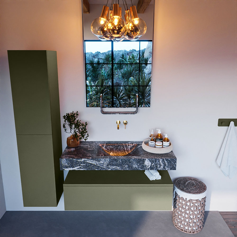 MONDIAZ ALAN-DLUX 110cm mueble de baño Army 1 cajón. Lavabo CLOUD Centro sin orificios color Lava. 2 MONDIAZ ALAN-DLUX 110cm mueble de baño Army 1 cajón. Lavabo CLOUD Centro sin orificios color Lava. - Imagen 2