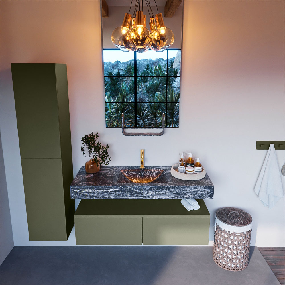 MONDIAZ ALAN-DLUX 120cm mueble de baño Army 2 cajones. Lavabo CLOUD Centro 1 orificio color Lava. 2 MONDIAZ ALAN-DLUX 120cm mueble de baño Army 2 cajones. Lavabo CLOUD Centro 1 orificio color Lava. - Imagen 2