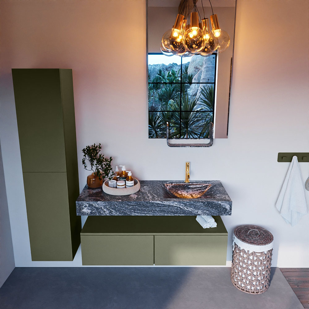 MONDIAZ ALAN-DLUX 120cm mueble de baño Army 2 cajones. Lavabo CLOUD Derecho 1 orificio color Lava. 2 MONDIAZ ALAN-DLUX 120cm mueble de baño Army 2 cajones. Lavabo CLOUD Derecho 1 orificio color Lava. - Imagen 2