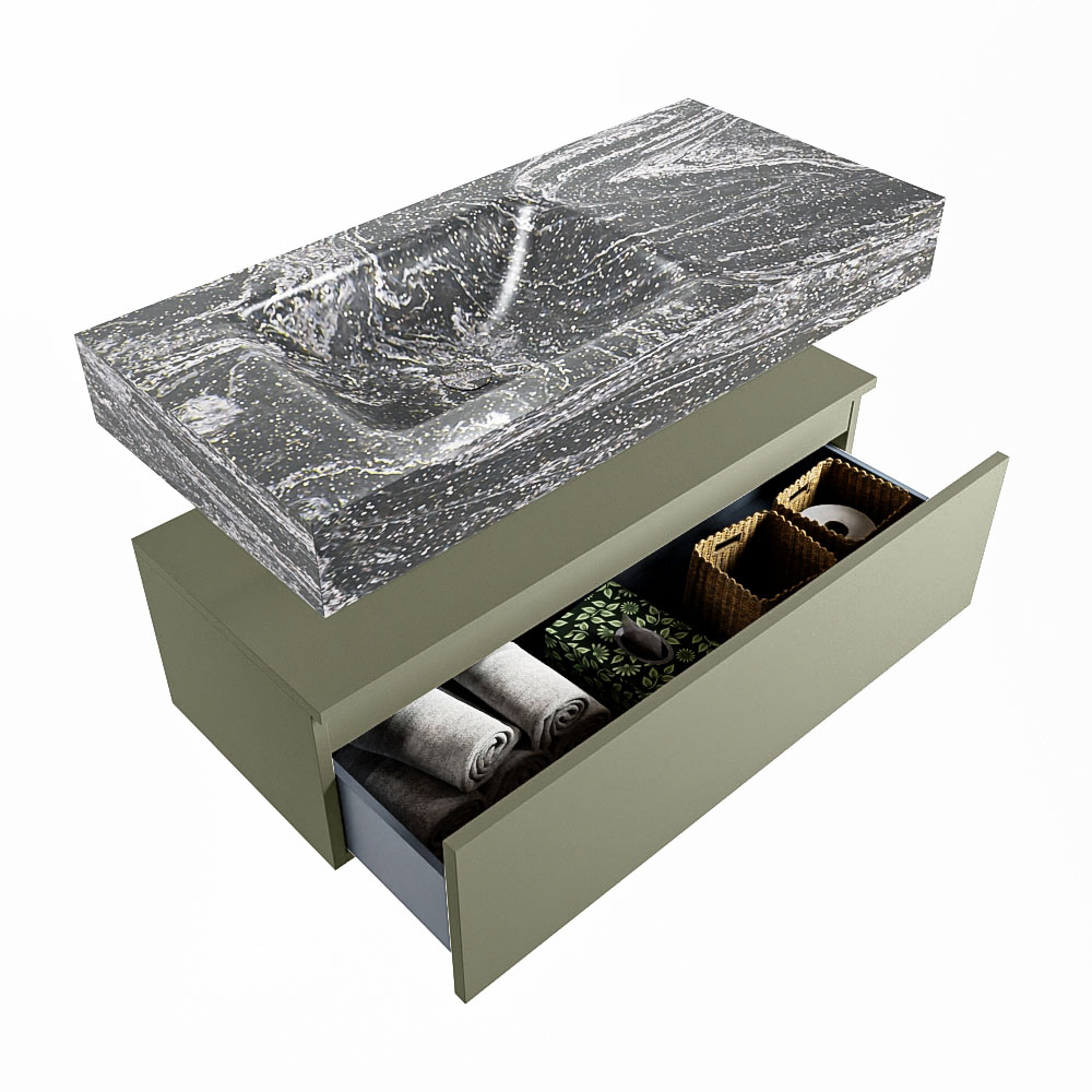 MONDIAZ ALAN-DLUX 100cm mueble de baño Army 1 cajón. Lavabo CLOUD Izquierda sin orificios color Lava. 6 MONDIAZ ALAN-DLUX 100cm mueble de baño Army 1 cajón. Lavabo CLOUD Izquierda sin orificios color Lava. - Imagen 6
