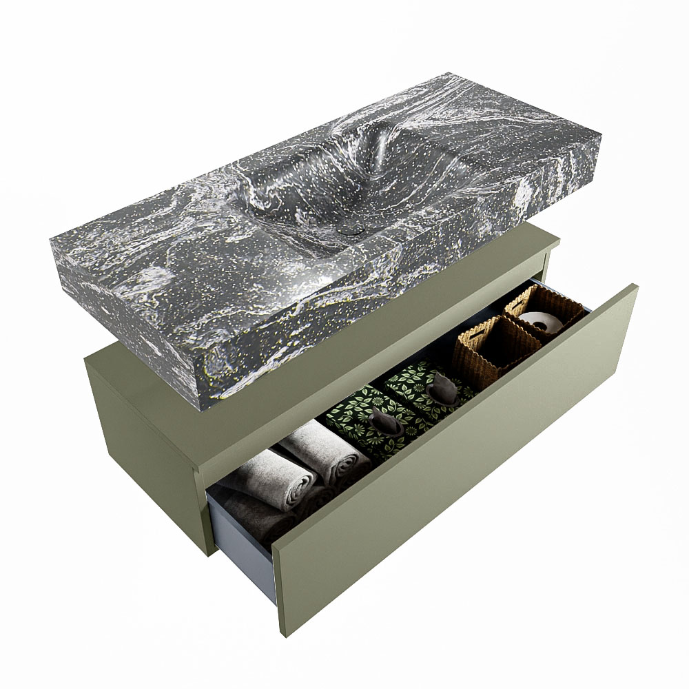 MONDIAZ ALAN-DLUX 110cm mueble de baño Army 1 cajón. Lavabo CLOUD Centro sin orificios color Lava. 6 MONDIAZ ALAN-DLUX 110cm mueble de baño Army 1 cajón. Lavabo CLOUD Centro sin orificios color Lava. - Imagen 6