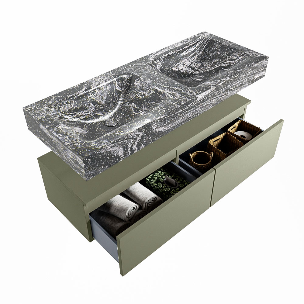 MONDIAZ ALAN-DLUX 120cm mueble de baño Army 2 cajones. Lavabo CLOUD Doble 2 orificios color Lava. 6 MONDIAZ ALAN-DLUX 120cm mueble de baño Army 2 cajones. Lavabo CLOUD Doble 2 orificios color Lava. - Imagen 6