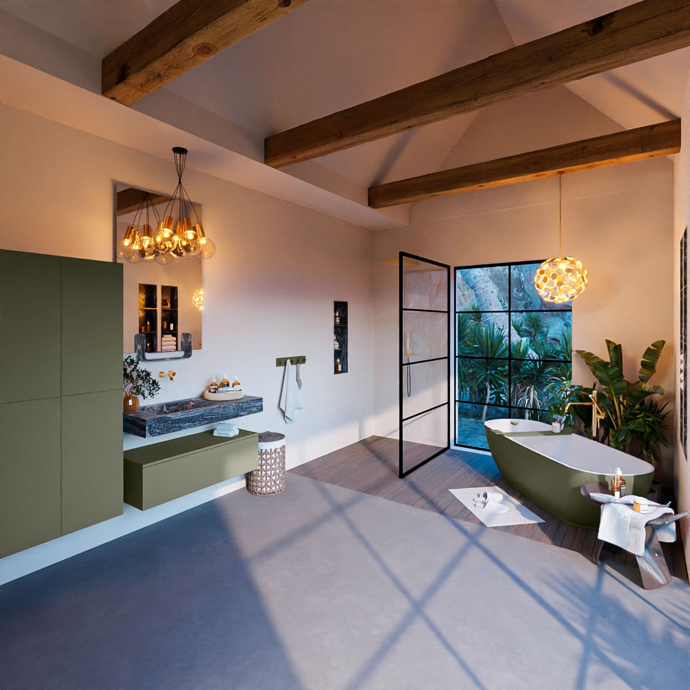 MONDIAZ ALAN-DLUX 100cm mueble de baño Army 1 cajón. Lavabo CLOUD Izquierda sin orificios color Lava. 3 MONDIAZ ALAN-DLUX 100cm mueble de baño Army 1 cajón. Lavabo CLOUD Izquierda sin orificios color Lava. - Imagen 3