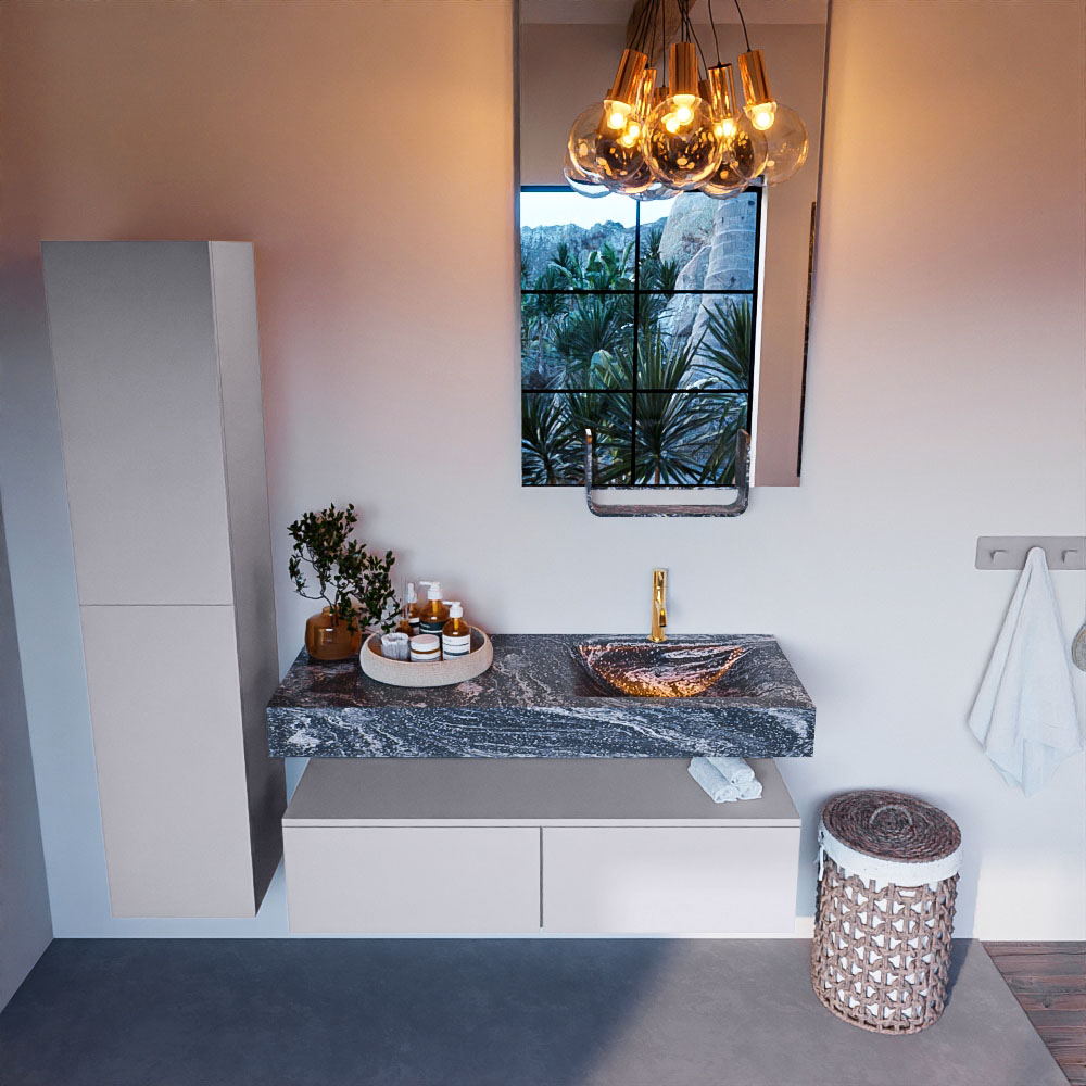 MONDIAZ ALAN-DLUX 120cm mueble de baño Cale 2 cajones. Lavabo CLOUD Derecho 1 orificio color Lava. 2 MONDIAZ ALAN-DLUX 120cm mueble de baño Cale 2 cajones. Lavabo CLOUD Derecho 1 orificio color Lava. - Imagen 2