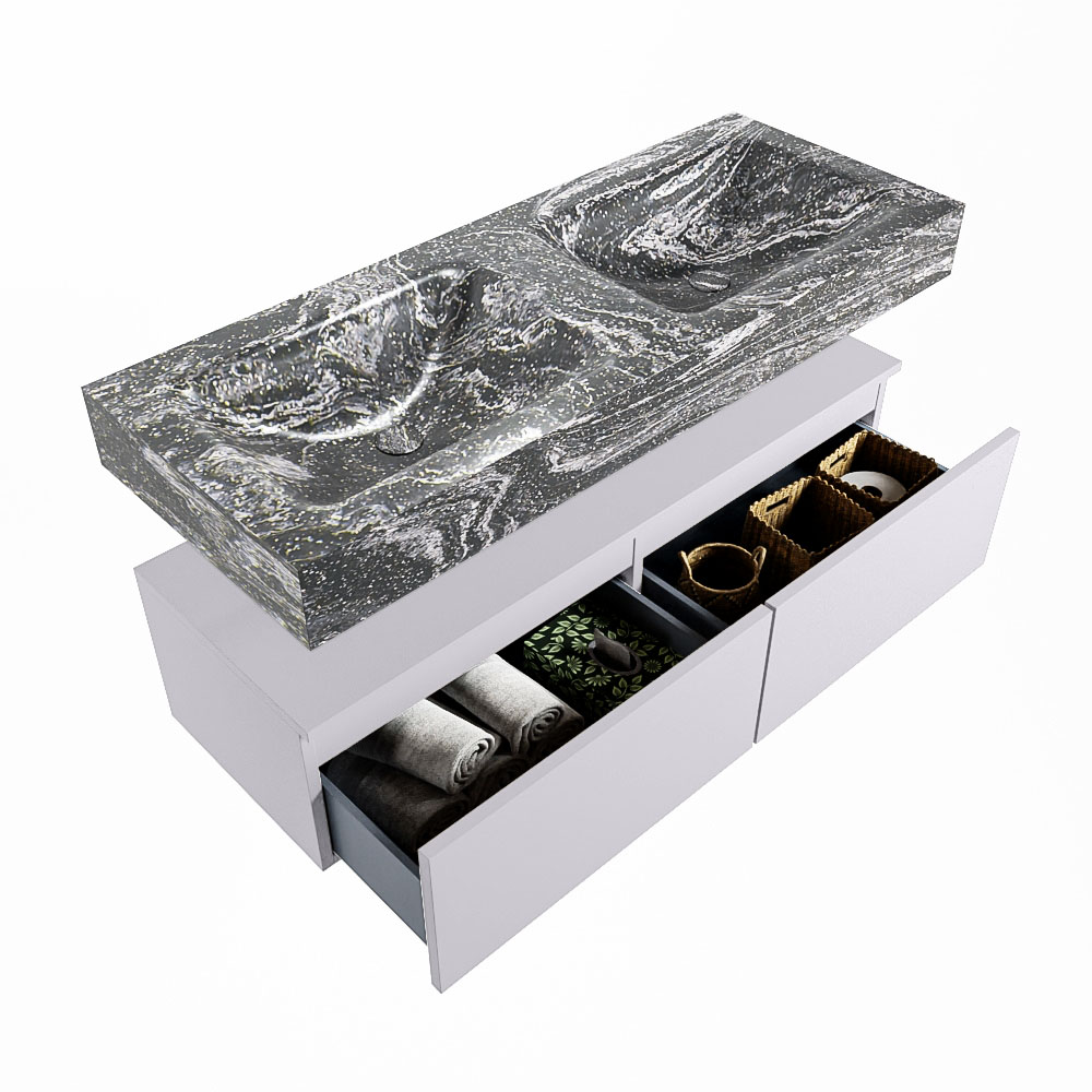MONDIAZ ALAN-DLUX 120cm mueble de baño Cale 2 cajones. Lavabo CLOUD Doble sin orificios color Lava. 6 MONDIAZ ALAN-DLUX 120cm mueble de baño Cale 2 cajones. Lavabo CLOUD Doble sin orificios color Lava. - Imagen 6