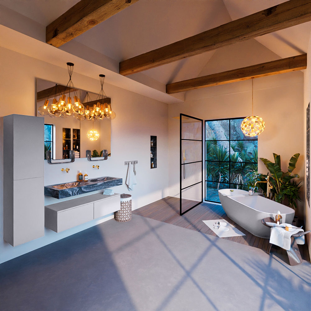 MONDIAZ ALAN-DLUX 120cm mueble de baño Cale 2 cajones. Lavabo CLOUD Doble sin orificios color Lava. 3 MONDIAZ ALAN-DLUX 120cm mueble de baño Cale 2 cajones. Lavabo CLOUD Doble sin orificios color Lava. - Imagen 3