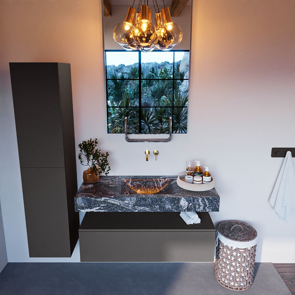 MONDIAZ ALAN-DLUX 110cm mueble de baño Dark Grey 1 cajón. Lavabo CLOUD Centro sin orificios color Lava. 2 MONDIAZ ALAN-DLUX 110cm mueble de baño Dark Grey 1 cajón. Lavabo CLOUD Centro sin orificios color Lava. - Imagen 2