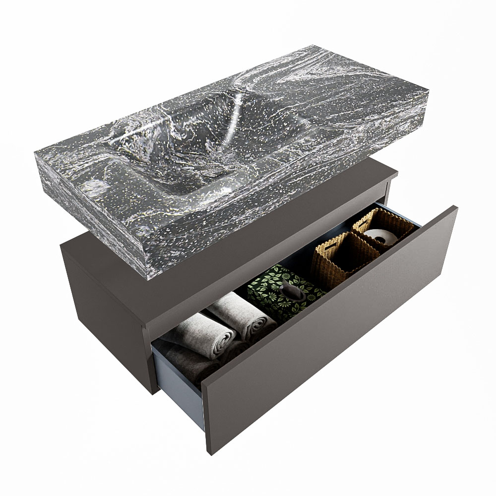 MONDIAZ ALAN-DLUX 100cm mueble de baño Dark Grey 1 cajón. Lavabo CLOUD Izquierda 1 orificio color Lava. 6 MONDIAZ ALAN-DLUX 100cm mueble de baño Dark Grey 1 cajón. Lavabo CLOUD Izquierda 1 orificio color Lava. - Imagen 6