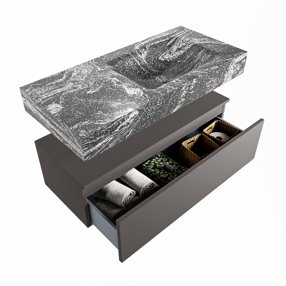 MONDIAZ ALAN-DLUX 100cm mueble de baño Dark Grey 1 cajón. Lavabo CLOUD Derecho 1 orificio color Lava. 6 MONDIAZ ALAN-DLUX 100cm mueble de baño Dark Grey 1 cajón. Lavabo CLOUD Derecho 1 orificio color Lava. - Imagen 6