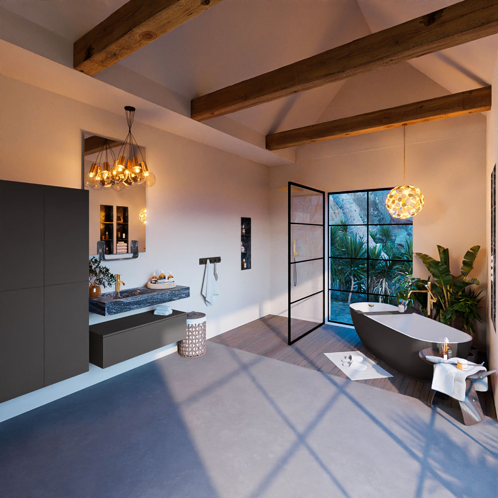 MONDIAZ ALAN-DLUX 100cm mueble de baño Dark Grey 1 cajón. Lavabo CLOUD Izquierda 1 orificio color Lava. 3 MONDIAZ ALAN-DLUX 100cm mueble de baño Dark Grey 1 cajón. Lavabo CLOUD Izquierda 1 orificio color Lava. - Imagen 3
