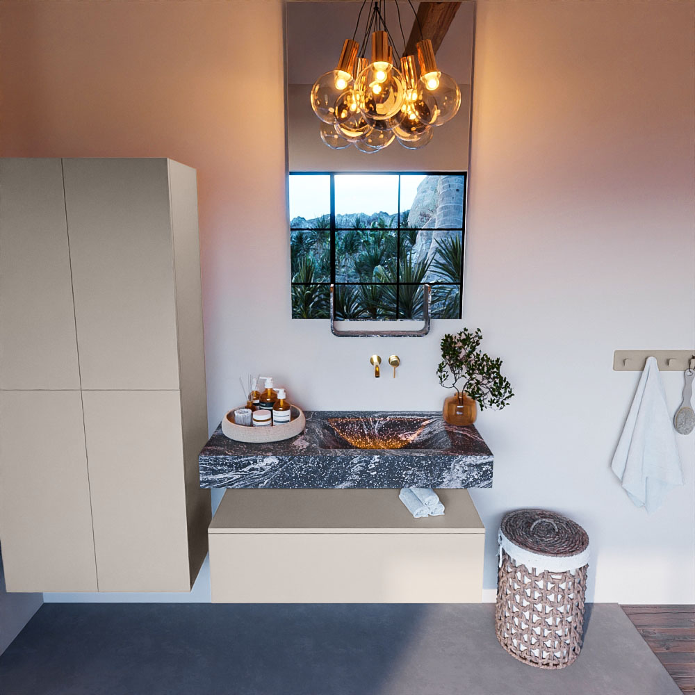 MONDIAZ ALAN-DLUX 100cm mueble de baño Linen 1 cajón. Lavabo CLOUD Derecho sin orificios color Lava. 2 MONDIAZ ALAN-DLUX 100cm mueble de baño Linen 1 cajón. Lavabo CLOUD Derecho sin orificios color Lava. - Imagen 2