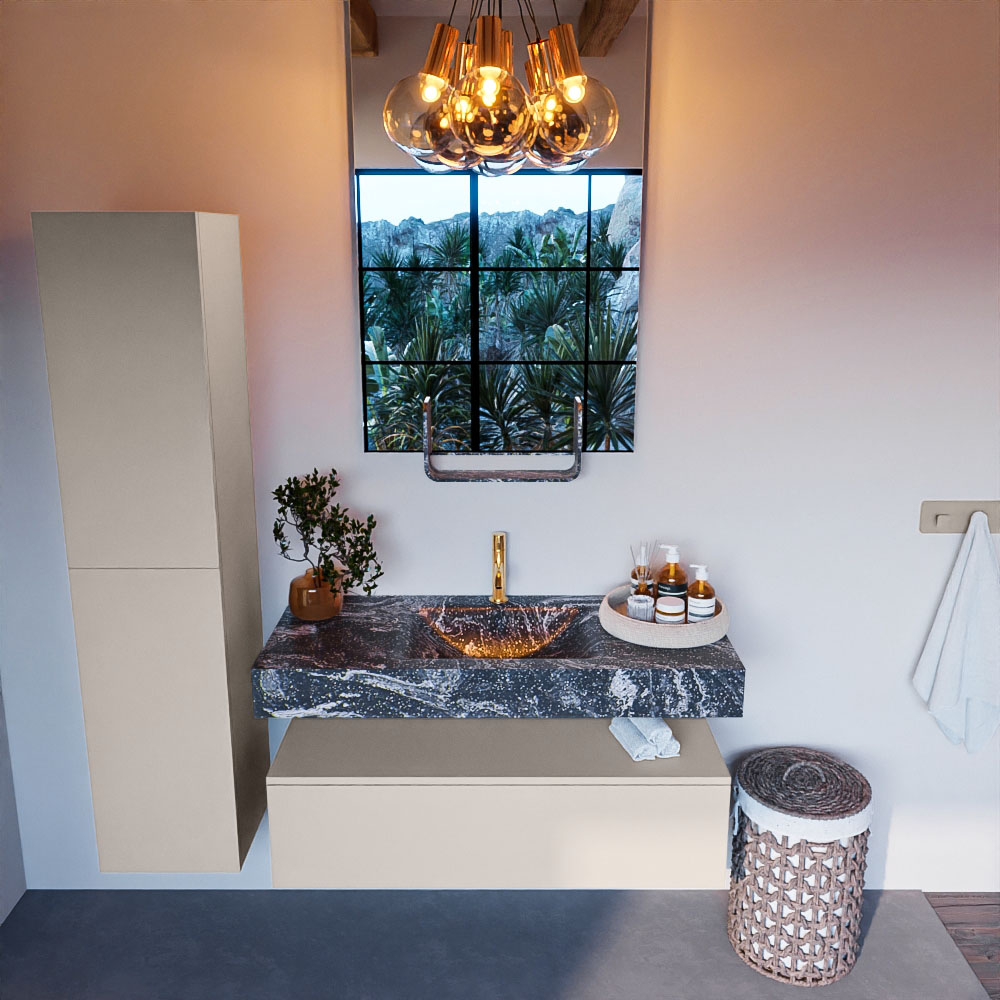 MONDIAZ ALAN-DLUX 110cm mueble de baño Linen 1 cajón. Lavabo CLOUD Centro 1 orificio color Lava. 2 MONDIAZ ALAN-DLUX 110cm mueble de baño Linen 1 cajón. Lavabo CLOUD Centro 1 orificio color Lava. - Imagen 2