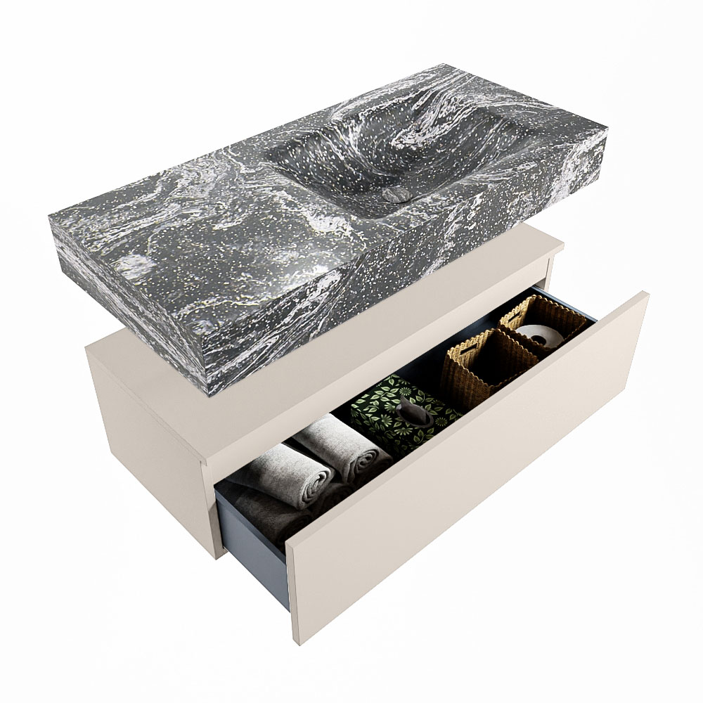 MONDIAZ ALAN-DLUX 100cm mueble de baño Linen 1 cajón. Lavabo CLOUD Derecho sin orificios color Lava. 6 MONDIAZ ALAN-DLUX 100cm mueble de baño Linen 1 cajón. Lavabo CLOUD Derecho sin orificios color Lava. - Imagen 6