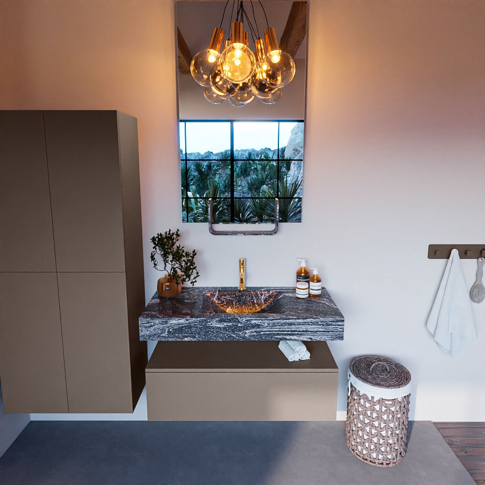 MONDIAZ ALAN-DLUX 100cm mueble de baño Smoke 1 cajón. Lavabo CLOUD Centro 1 orificio color Lava. 2 MONDIAZ ALAN-DLUX 100cm mueble de baño Smoke 1 cajón. Lavabo CLOUD Centro 1 orificio color Lava. - Imagen 2
